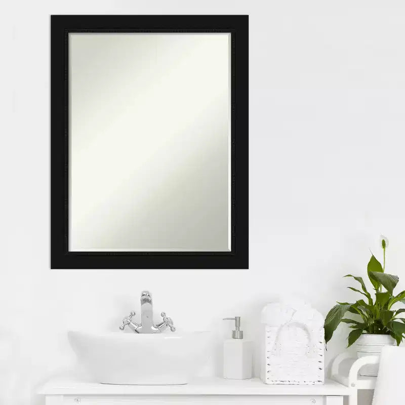Specchio da parete per bagno Amanti Art Avon nero stretto piccolo smussato