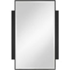 Noble Park Gareth Rectangular Vanity Decorative Wall Mirror Modern Beveled Edge Black Metal Wood Frame 27 Wide Bathroom Bedroom Home