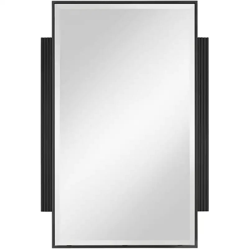 Noble Park Gareth Rectangular Vanity Decorative Wall Mirror Modern Beveled Edge Black Metal Wood Frame 27 Wide Bathroom Bedroom Home
