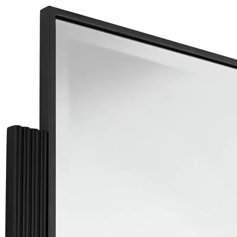 Specchio da parete decorativo rettangolare Noble Park Gareth, moderno, con bordo smussato, cornice in metallo nero e legno, 27" di larghezza, per bagno, camera da letto, casa