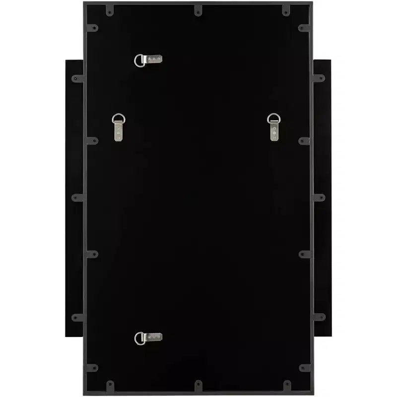Specchio da parete decorativo rettangolare Noble Park Gareth, moderno, con bordo smussato, cornice in metallo nero e legno, 27" di larghezza, per bagno, camera da letto, casa
