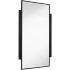 Specchio da parete decorativo rettangolare Noble Park Gareth, moderno, con bordo smussato, cornice in metallo nero e legno, 27" di larghezza, per bagno, camera da letto, casa