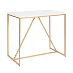 Kate and Laurel Truss Rectangle MDF Pub Table, 42x24x36, White and Gold