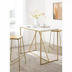 Tavolo da pub rettangolare Kate and Laurel Truss in MDF, 42x24x36, bianco e oro