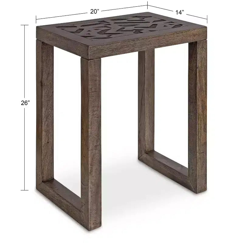 Tavolino rettangolare in legno Kate and Laurel Elyria, 20x14x26, grigio inciso