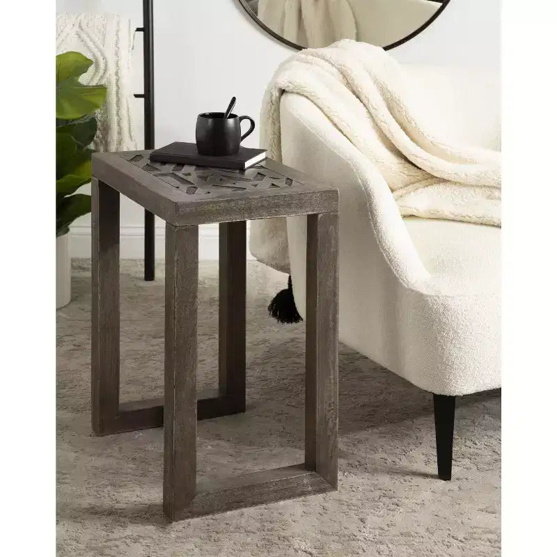 Tavolino rettangolare in legno Kate and Laurel Elyria, 20x14x26, grigio inciso