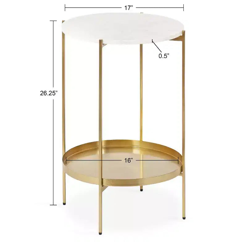 Tavolino Kate and Laurel Lavish rotondo in metallo, diametro 43 cm, oro