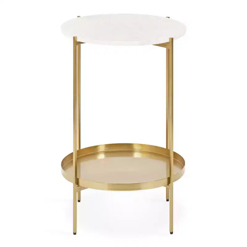 Tavolino Kate and Laurel Lavish rotondo in metallo, diametro 43 cm, oro