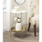 Tavolino Kate and Laurel Lavish rotondo in metallo, diametro 43 cm, oro