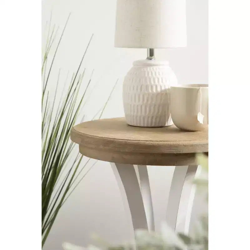 Tavolino rotondo in legno Kate and Laurel Linsley, diametro 16, marrone rustico