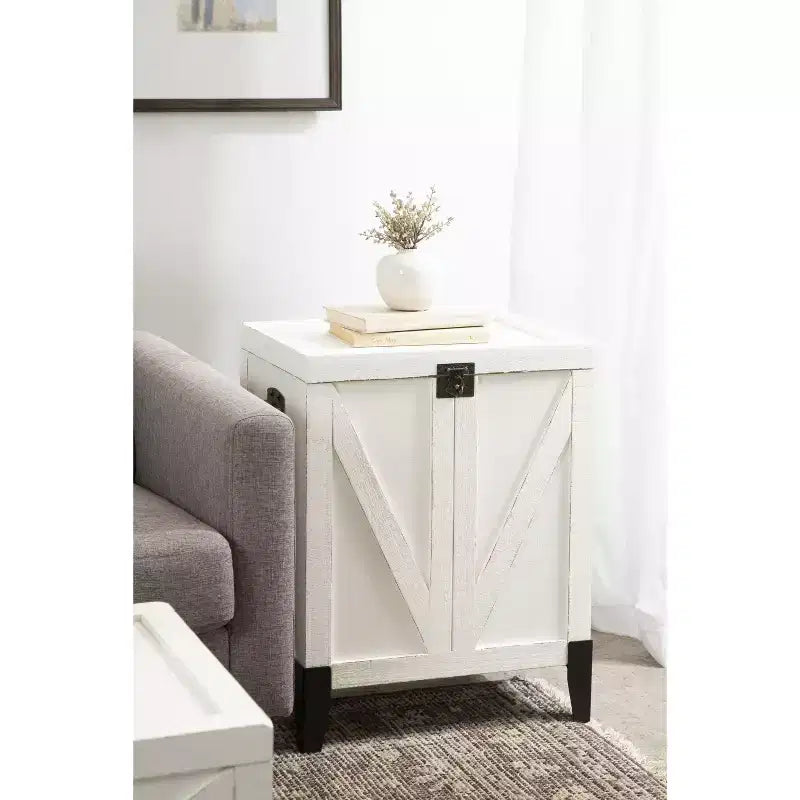 Tavolino rettangolare in legno Kate and Laurel Cates, 21x27x15, bianco