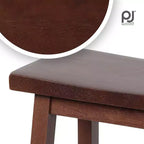 Sgabelli da cucina PJ Wood Classic Saddle-Seat da 61 cm per case, sale da pranzo e bar con sedili senza schienale, 4 gambe quadre, noce (set da 8)