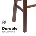 Sgabelli da cucina PJ Wood Classic Saddle-Seat da 61 cm per case, sale da pranzo e bar con sedili senza schienale, 4 gambe quadre, noce (set da 8)