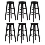 PJ Wood Classic Round Seat 24 Inch Kitchen and Counter Stools, Black (6 Pack)