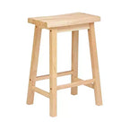 Sgabello da Cucina Alto 73 cm con Seduta a Sella Classica PJ Wood per Case, Sale da Pranzo e Bar con Seduta Senza Schienale, 4 Gambe Quadrate, Naturale (Confezione da 3)