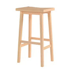 Sgabello da Cucina Alto 73 cm con Seduta a Sella Classica PJ Wood per Case, Sale da Pranzo e Bar con Seduta Senza Schienale, 4 Gambe Quadrate, Naturale (Confezione da 3)