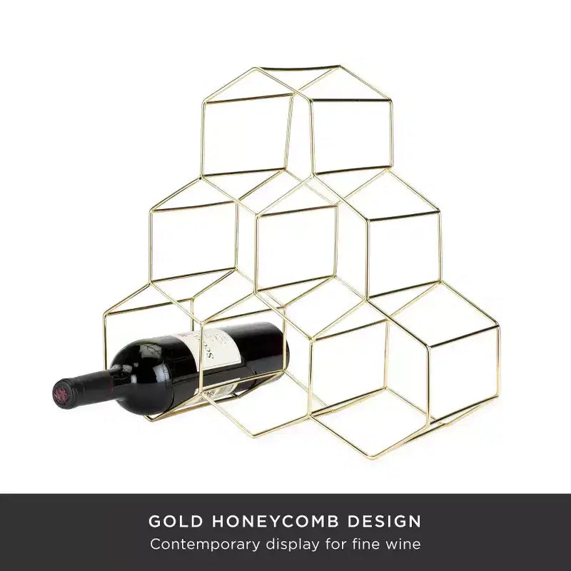 Cantinetta portabottiglie Viski Geo Gold, design a nido d'ape
