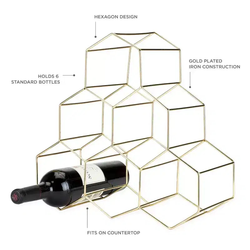 Cantinetta portabottiglie Viski Geo Gold, design a nido d'ape