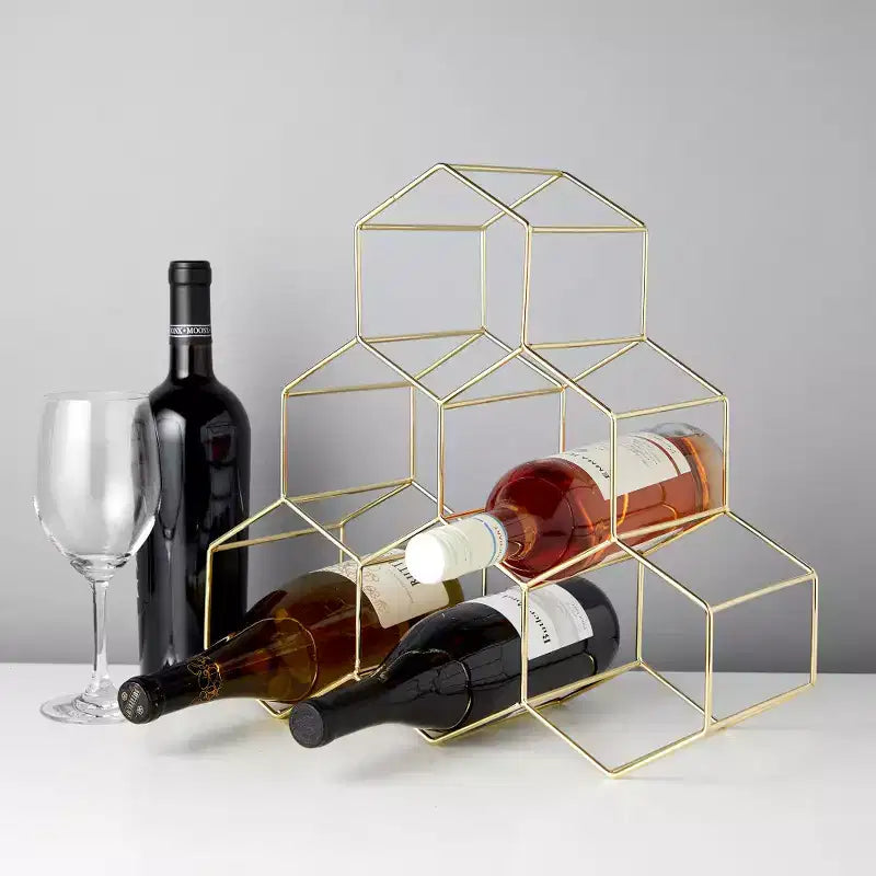 Cantinetta portabottiglie Viski Geo Gold, design a nido d'ape