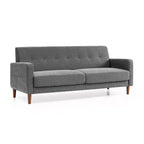Adair Mid-Century Modern Sofa Couch with Armrest Pockets Tufted Linen Fabric - Mellow