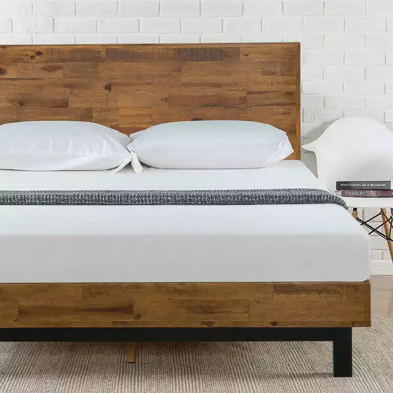 Base letto Tricia Wood con testiera regolabile marrone - Zinus
