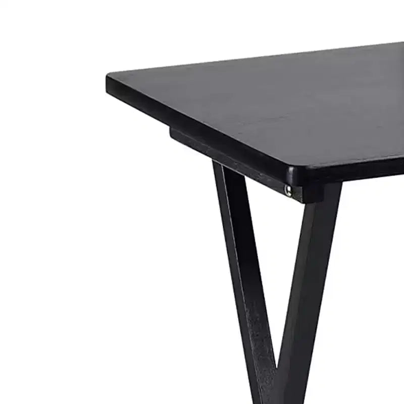 PJ Wood, Struttura in Legno Massiccio e Robusto, Tavolino Pieghevole Portatile per TV, Tavolino da Salotto, Supporto di Servizio, Nero (Set da 4 Pezzi)