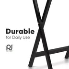 PJ Wood, Struttura in Legno Massiccio e Robusto, Tavolino Pieghevole Portatile per TV, Tavolino da Salotto, Supporto di Servizio, Nero (Set da 4 Pezzi)