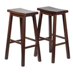 Sgabelli PJ Wood da 29" con seduta a sella, per bancone cucina, case, sale da pranzo e bar, senza schienale e con 4 gambe quadre, noce (set da 4)