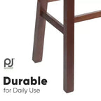 Sgabelli PJ Wood da 29" con seduta a sella, per bancone cucina, case, sale da pranzo e bar, senza schienale e con 4 gambe quadre, noce (set da 4)