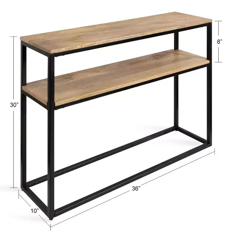 Kate and Laurel Quarles Tavolo Consolle Rettangolare in Legno, 36x10x30, Naturale e Nero