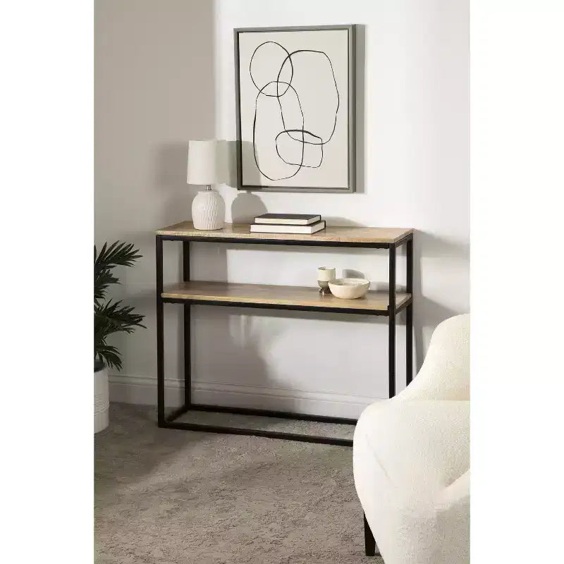 Kate and Laurel Quarles Tavolo Consolle Rettangolare in Legno, 36x10x30, Naturale e Nero