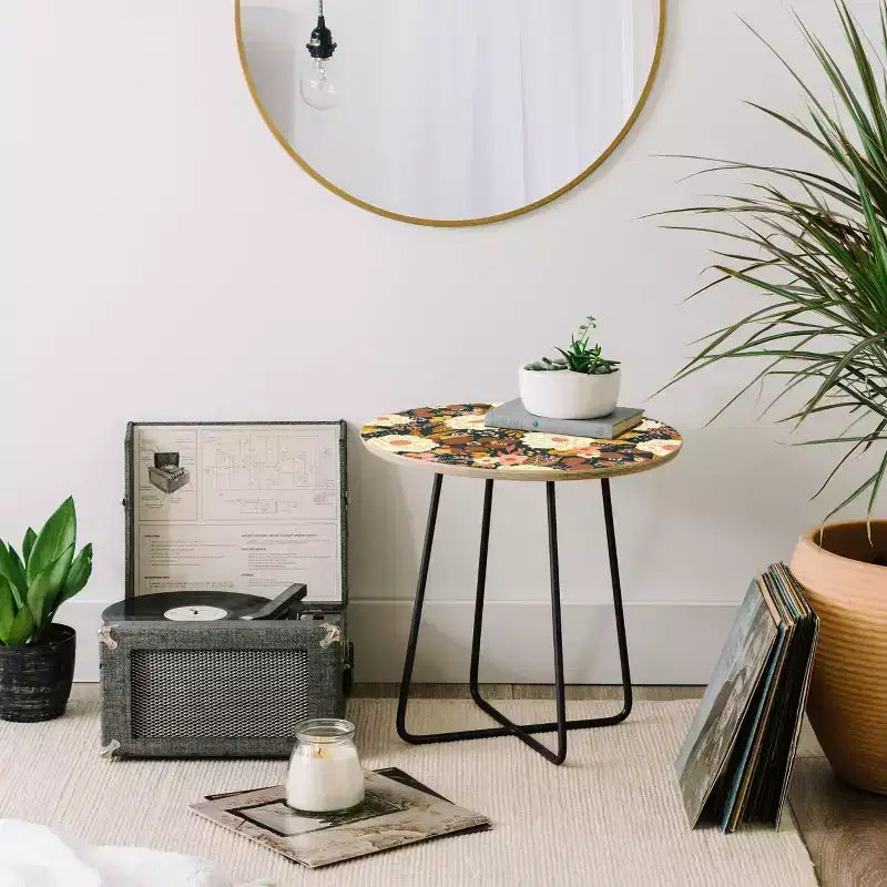Tavolino rotondo Avenie Boho Floreale Autunnale - Deny Designs