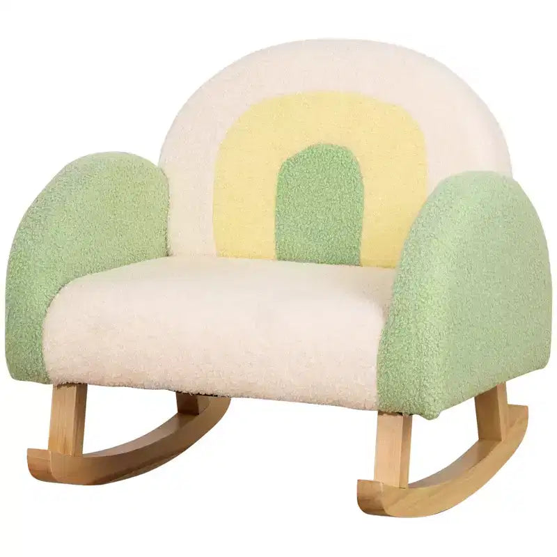 Divano Qaba Kids, Poltroncina a Dondolo per Bambini con Solida Struttura in Legno, Tessuto in Finto Pile di Agnello per Asilo Nido, Scuola Materna, Sala Giochi, Camera da Letto