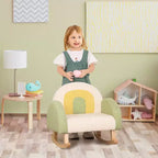 Divano Qaba Kids, Poltroncina a Dondolo per Bambini con Solida Struttura in Legno, Tessuto in Finto Pile di Agnello per Asilo Nido, Scuola Materna, Sala Giochi, Camera da Letto