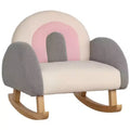 Qaba Kids Sofa, Rocking Toddler Sofa Chair with Solid Wooden Frame, Faux Lamb Fleece Fabric for Nursery, Kindergarten, Playroom, Bedroom