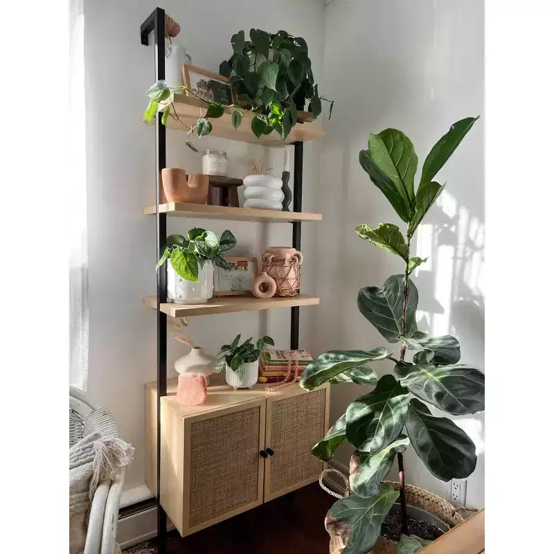 73 Scaffale a pioli a 3 ripiani in rattan con contenitore - Nathan James