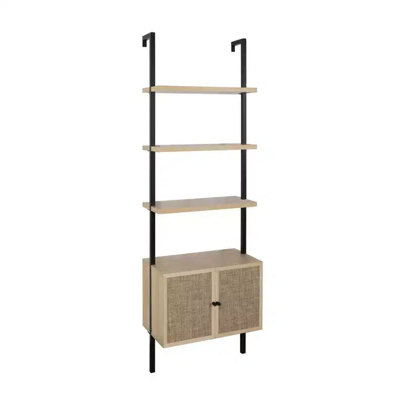 73 3 Tier Rattan Ladder Bookshelf with Storage - Nathan James