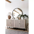 Mobiletto contenitore Kova in legno e rattan - Nathan James