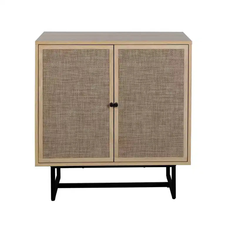 Mobiletto contenitore Kova in legno e rattan - Nathan James