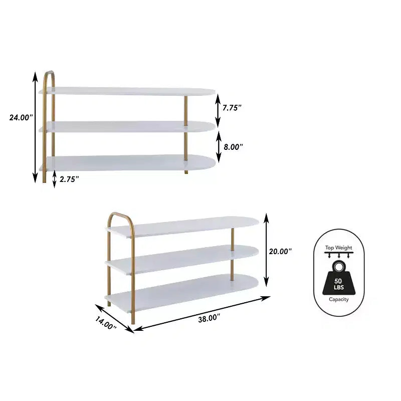 happimess Moderno 24 Portascarpe a 3 Ripiani Curvo in Ferro a 9 Paia