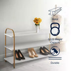 happimess Moderno 24 Portascarpe a 3 Ripiani Curvo in Ferro a 9 Paia