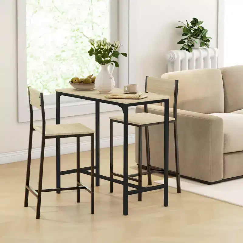 HOMCOM Set da 3 Pezzi Tavolo da Bar Industriale, Set da Pranzo per Cucina Altezza Bancone con Sgabelli da Bar per Piccoli Spazi, per Sala da Pranzo, Soggiorno, Appartamento