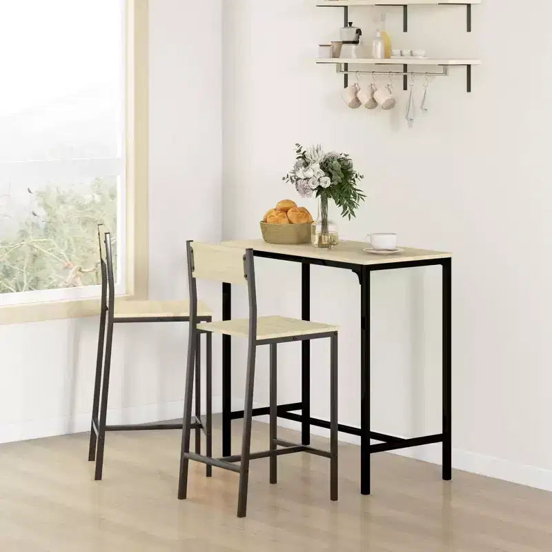 HOMCOM Set da 3 Pezzi Tavolo da Bar Industriale, Set da Pranzo per Cucina Altezza Bancone con Sgabelli da Bar per Piccoli Spazi, per Sala da Pranzo, Soggiorno, Appartamento