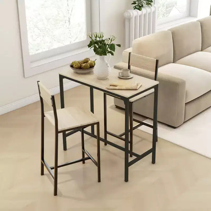 HOMCOM Set da 3 Pezzi Tavolo da Bar Industriale, Set da Pranzo per Cucina Altezza Bancone con Sgabelli da Bar per Piccoli Spazi, per Sala da Pranzo, Soggiorno, Appartamento
