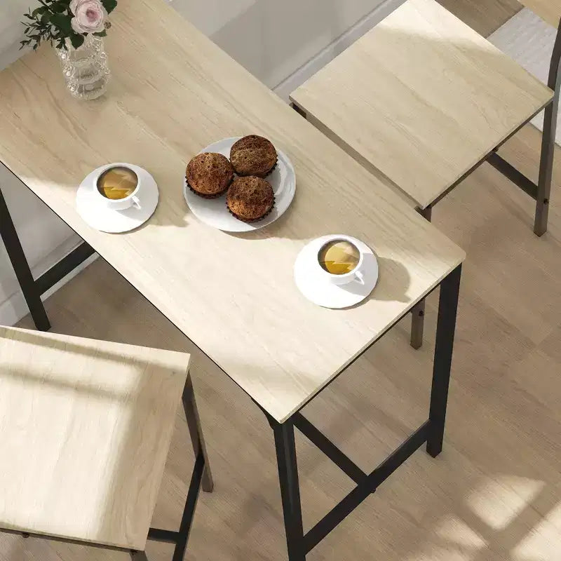 HOMCOM Set da 3 Pezzi Tavolo da Bar Industriale, Set da Pranzo per Cucina Altezza Bancone con Sgabelli da Bar per Piccoli Spazi, per Sala da Pranzo, Soggiorno, Appartamento
