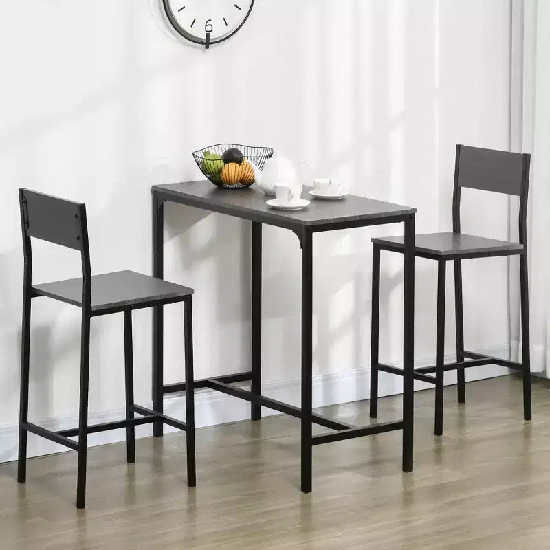 HOMCOM Set da 3 Pezzi Tavolo da Bar Industriale, Set da Pranzo per Cucina Altezza Bancone con Sgabelli da Bar per Piccoli Spazi, per Sala da Pranzo, Soggiorno, Appartamento