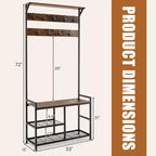 Costway Appendiabiti 3 in 1 Industriale con Scarpiera Panchina da Ingresso con Ganci e Ripiano Portaoggetti