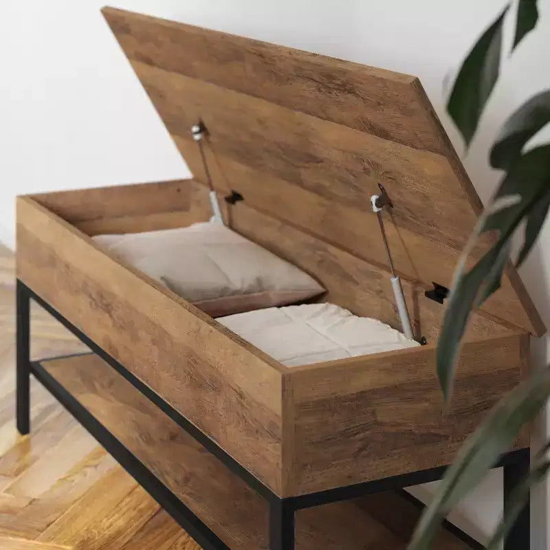Panca contenitore Flash Furniture Wyatt Farmhouse con ripiano inferiore, perfetta per l'ingresso, il ripostiglio o la camera da letto