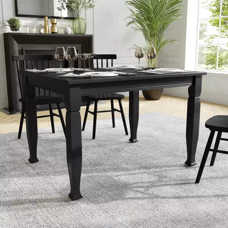 Flash Furniture Grace, tavolo da pranzo in legno massello con gambe in legno tornite, tavolo rettangolare in legno resistente di grado commerciale per 4 persone