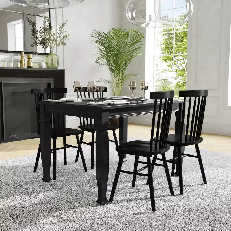 Flash Furniture Grace, tavolo da pranzo in legno massello con gambe in legno tornite, tavolo rettangolare in legno resistente di grado commerciale per 4 persone